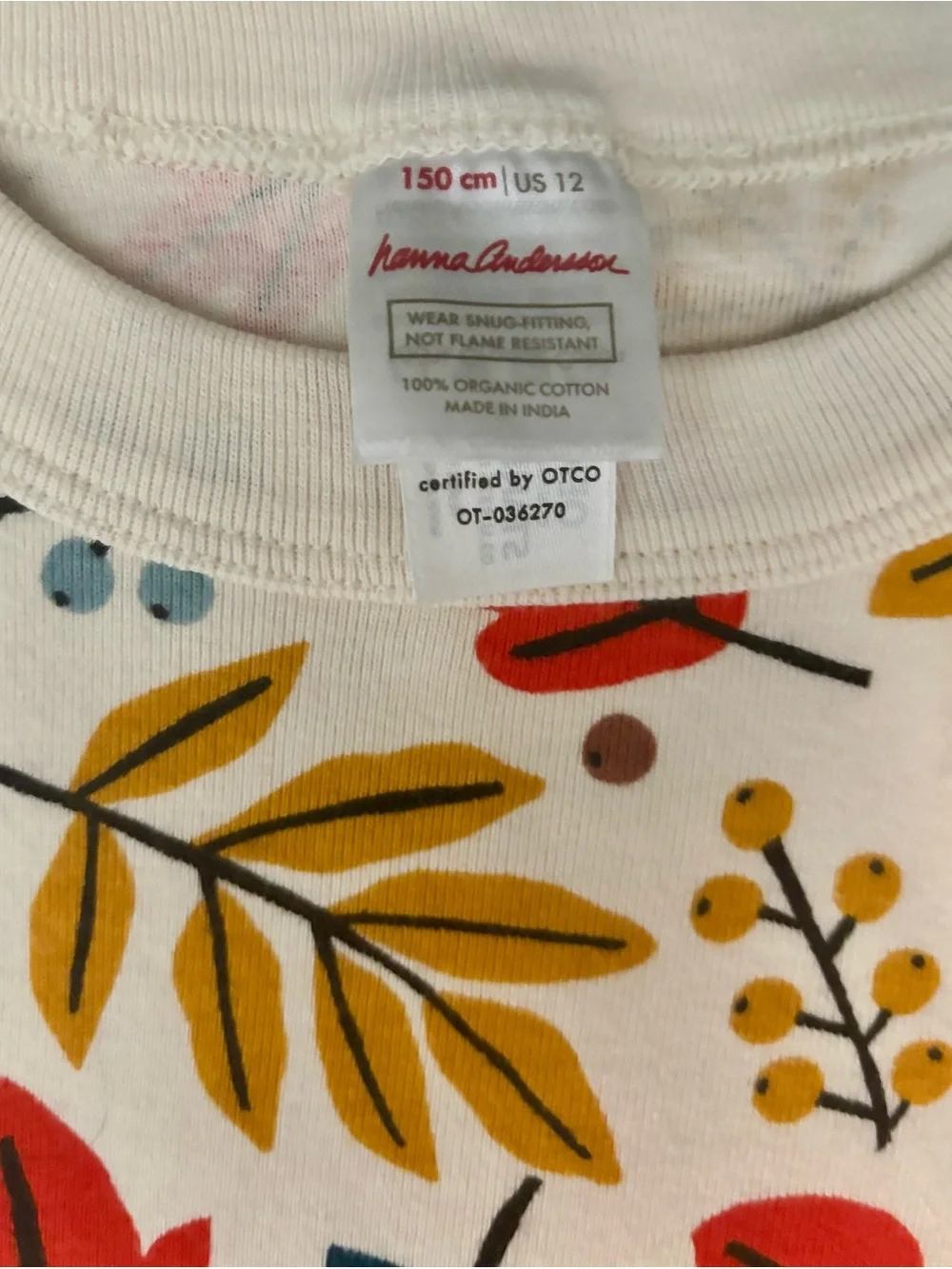 Pair of Hanna Andersson PJ Tops - Size 10 Christmas & Size 12 Fall